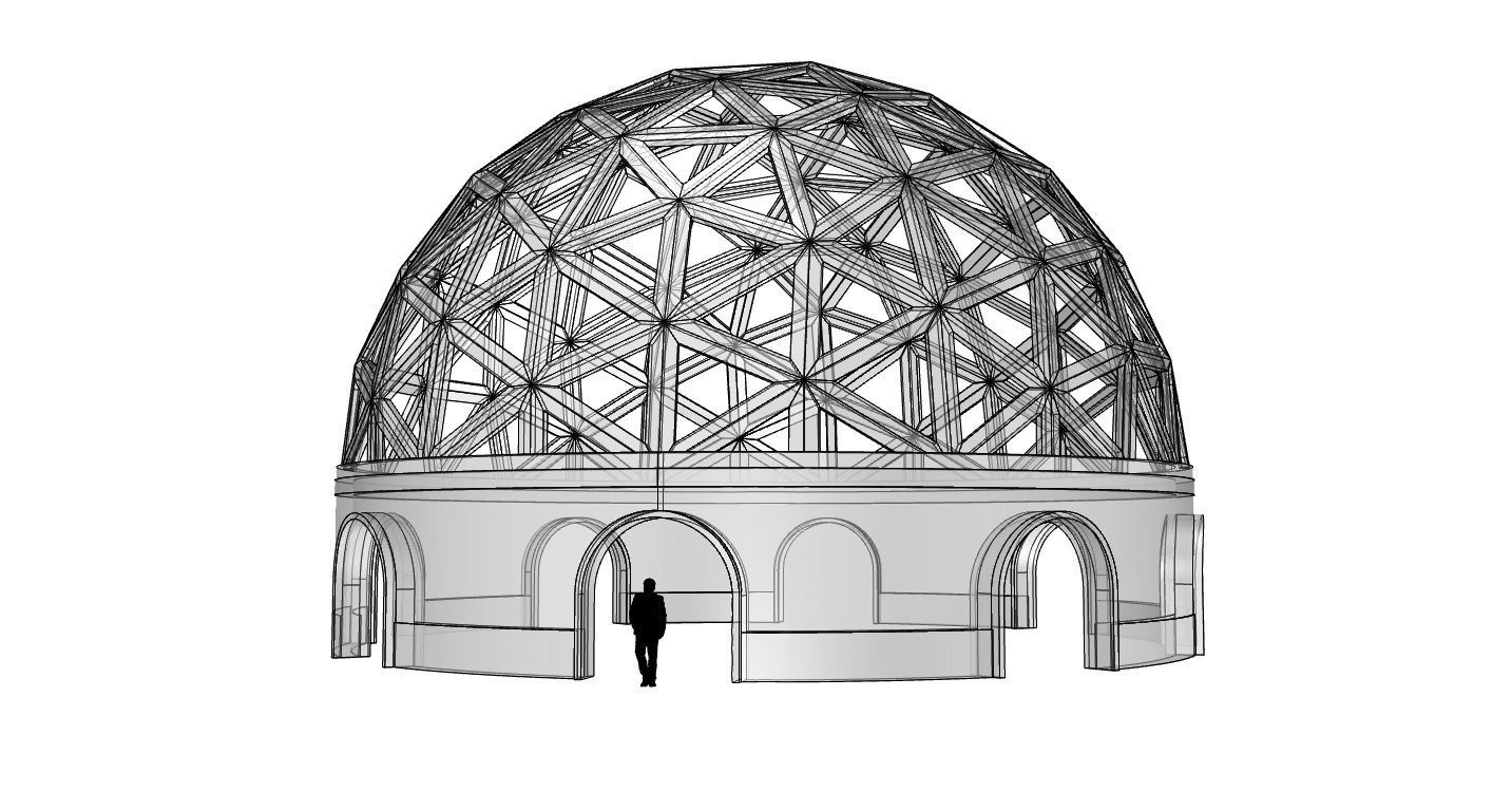 Geodesic Dome Pavilion with Openings Stand Alone Structure V1 3D model_44