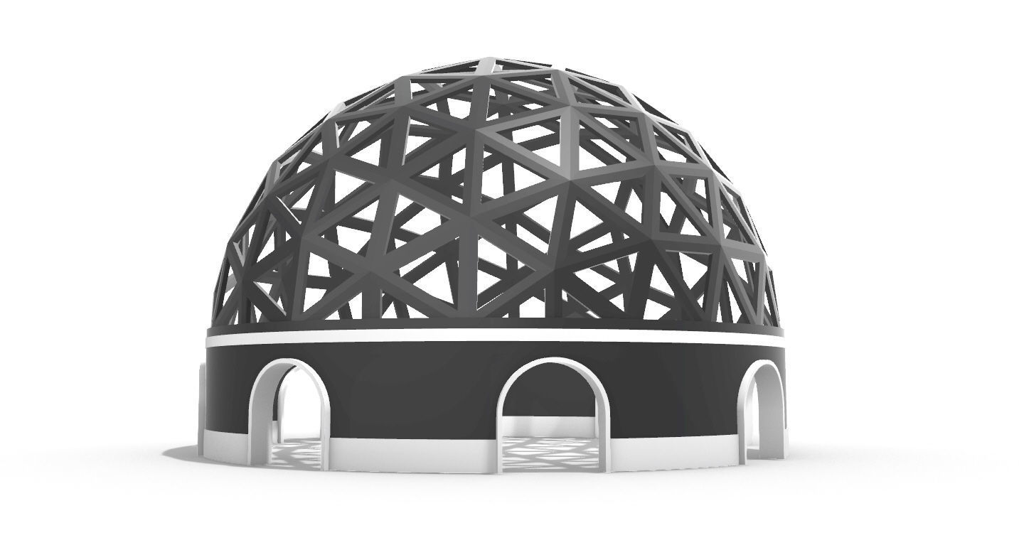 Geodesic Dome Pavilion with Openings Stand Alone Structure V1 3D model_18