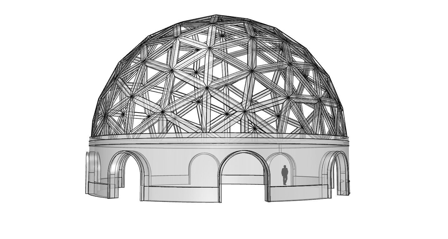Geodesic Dome Pavilion with Openings Stand Alone Structure V1 3D model_107