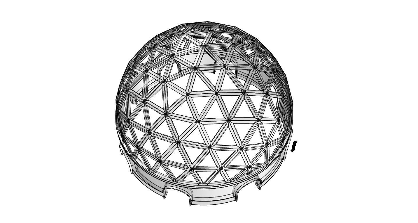 Geodesic Dome Pavilion with Openings Stand Alone Structure V1 3D model_99