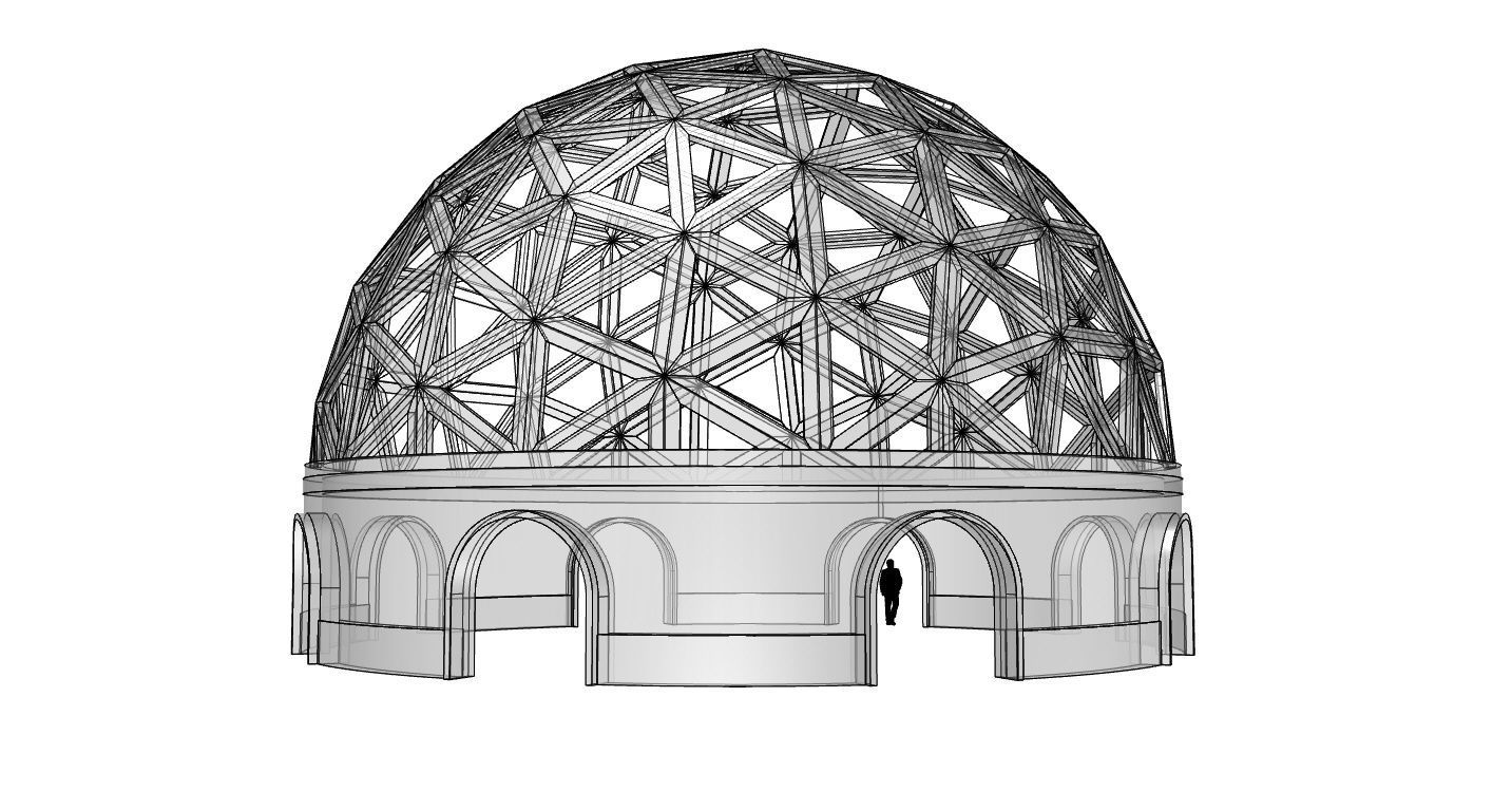 Geodesic Dome Pavilion with Openings Stand Alone Structure V1 3D model_106
