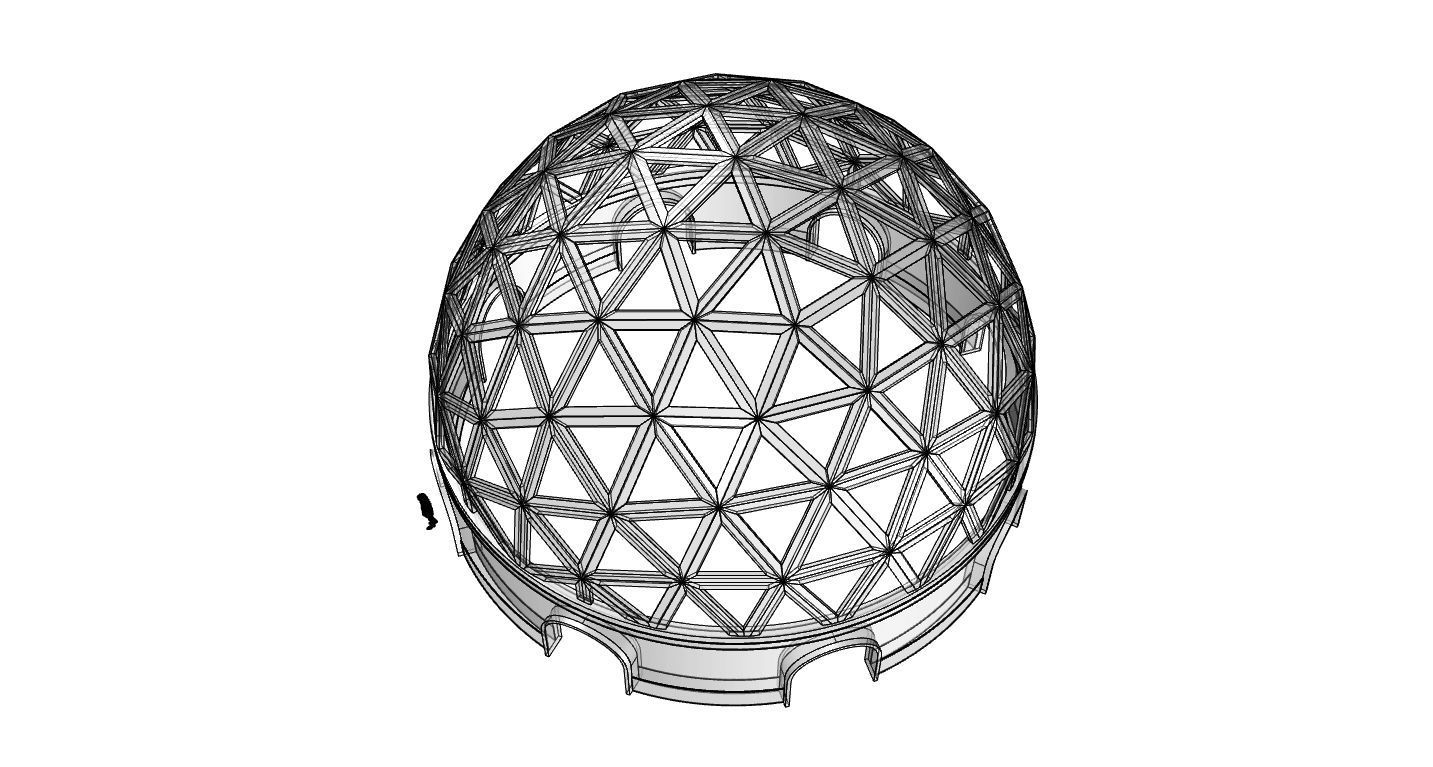 Geodesic Dome Pavilion with Openings Stand Alone Structure V1 3D model_81