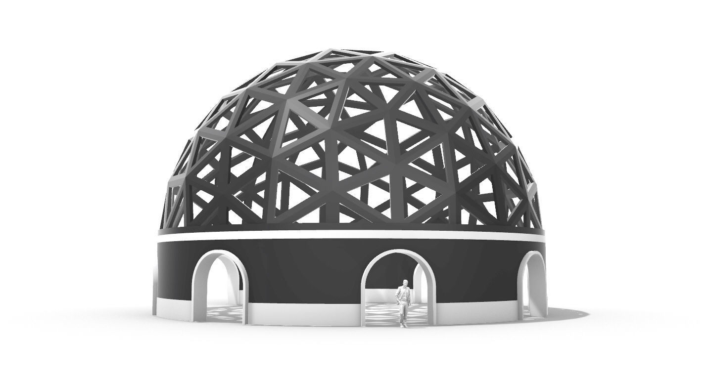 Geodesic Dome Pavilion with Openings Stand Alone Structure V1 3D model_29