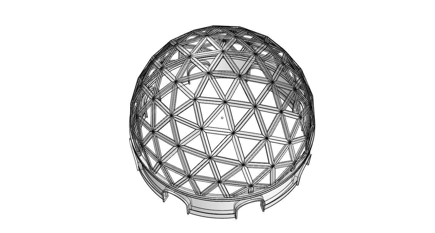 Geodesic Dome Pavilion with Openings Stand Alone Structure V1 3D model_85