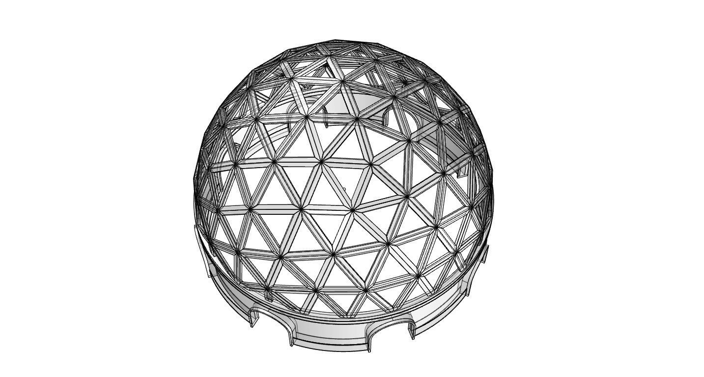 Geodesic Dome Pavilion with Openings Stand Alone Structure V1 3D model_96