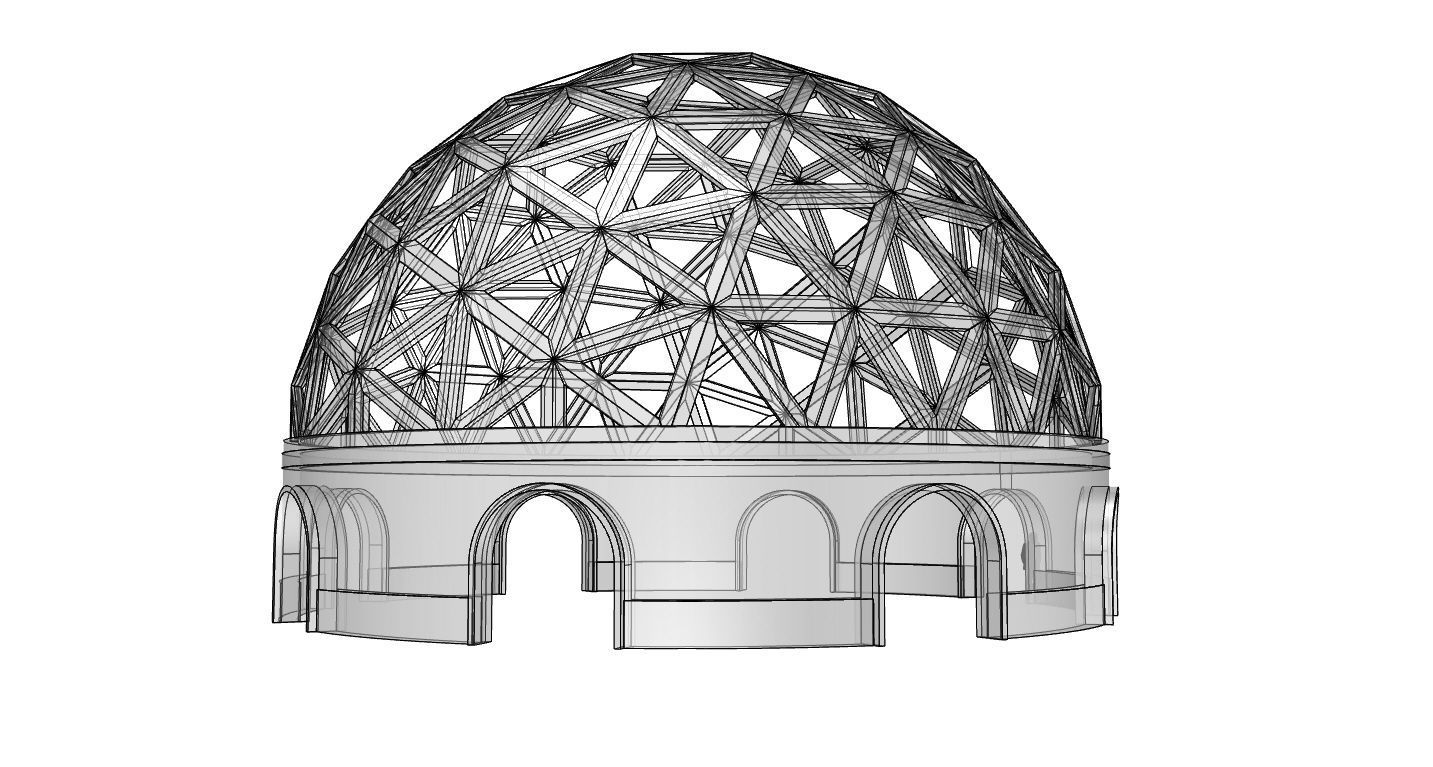 Geodesic Dome Pavilion with Openings Stand Alone Structure V1 3D model_108