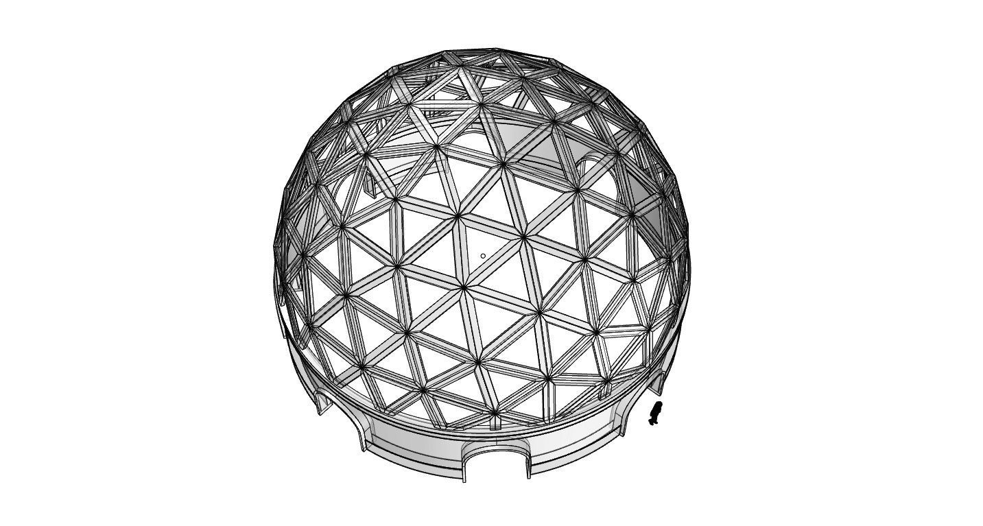 Geodesic Dome Pavilion with Openings Stand Alone Structure V1 3D model_101