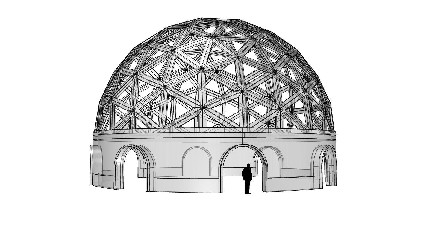 Geodesic Dome Pavilion with Openings Stand Alone Structure V1 3D model_118