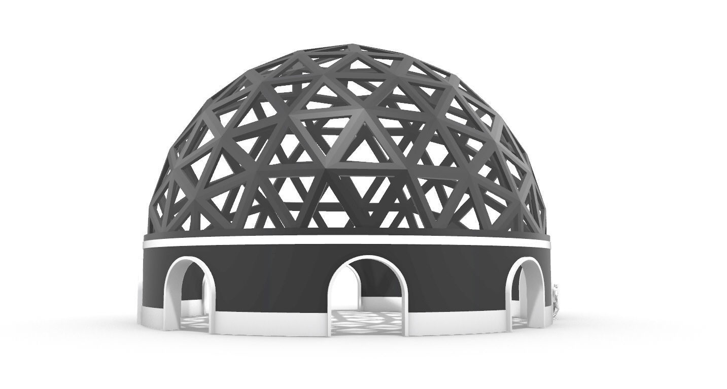 Geodesic Dome Pavilion with Openings Stand Alone Structure V1 3D model_22