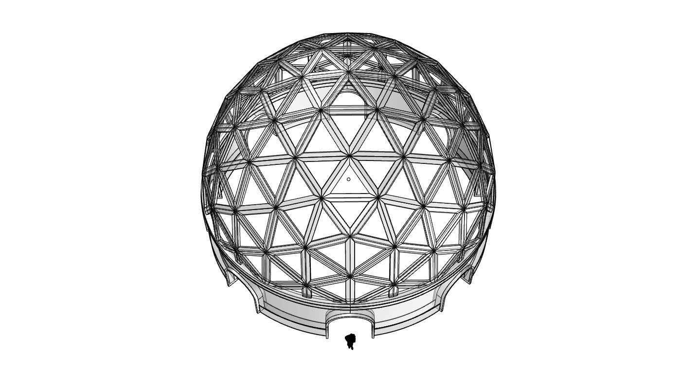 Geodesic Dome Pavilion with Openings Stand Alone Structure V1 3D model_41