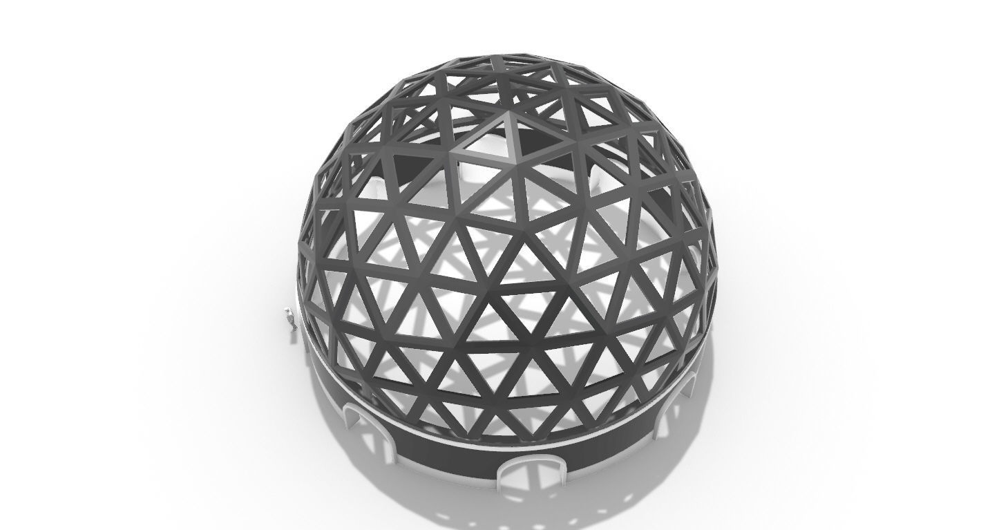 Geodesic Dome Pavilion with Openings Stand Alone Structure V1 3D model_34