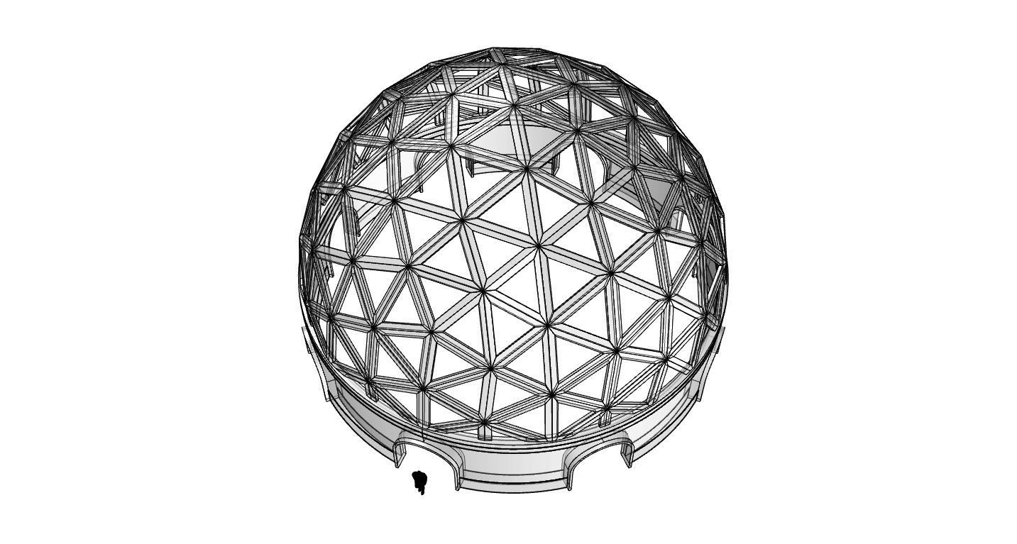 Geodesic Dome Pavilion with Openings Stand Alone Structure V1 3D model_77