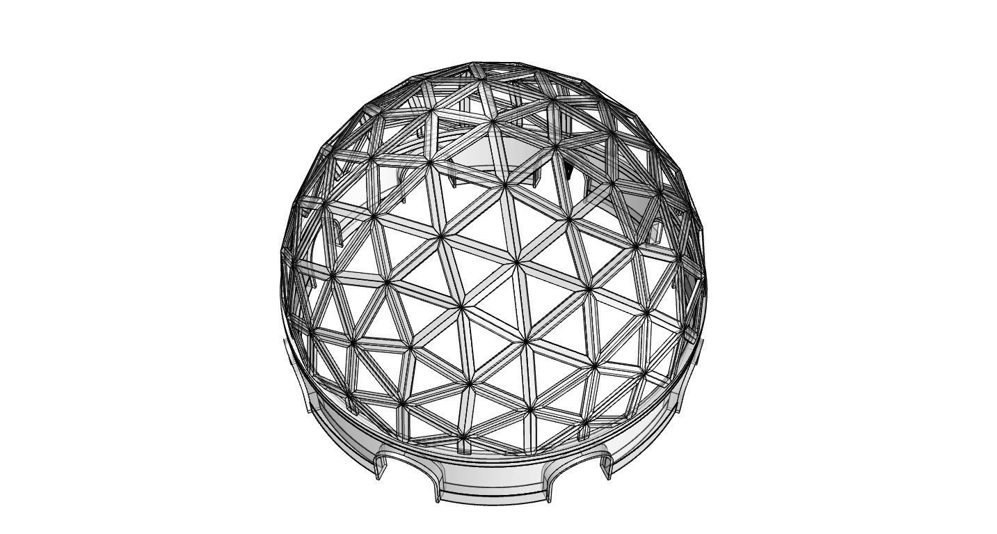 Geodesic Dome Pavilion with Openings Stand Alone Structure V1 3D model_92