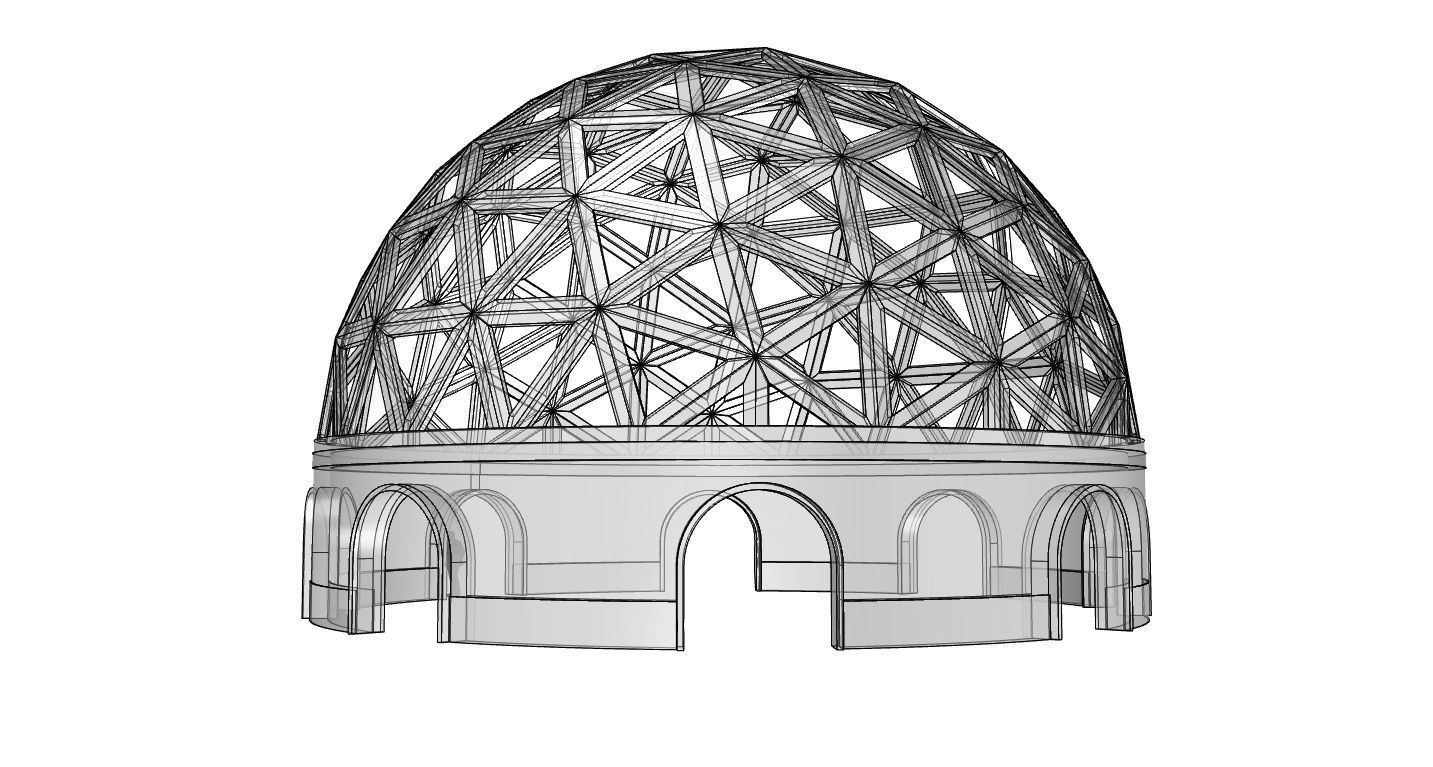 Geodesic Dome Pavilion with Openings Stand Alone Structure V1 3D model_55