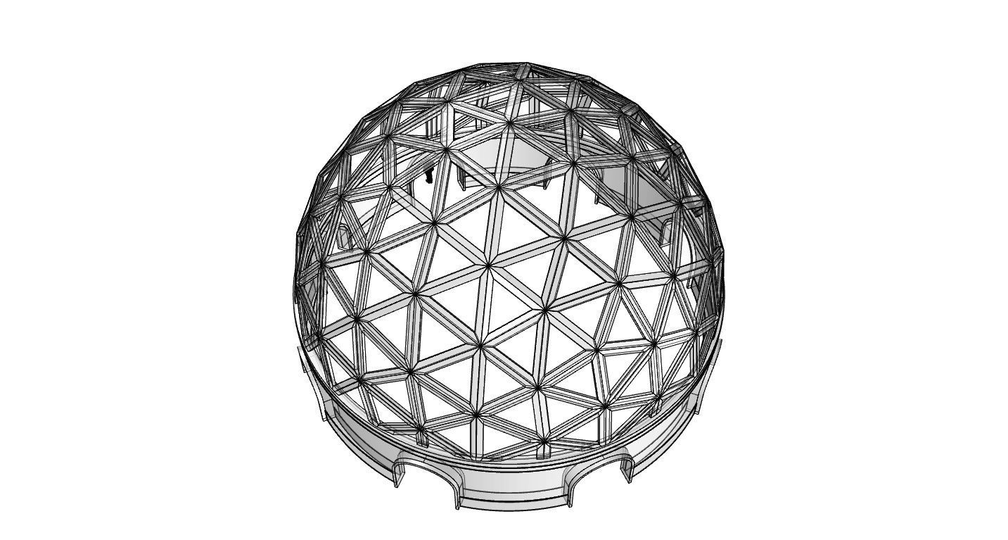 Geodesic Dome Pavilion with Openings Stand Alone Structure V1 3D model_88