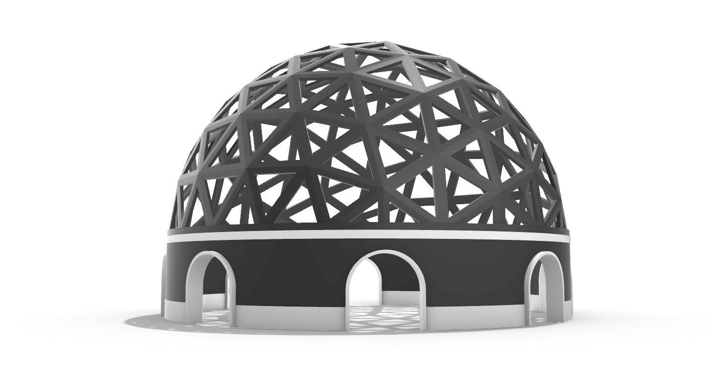 Geodesic Dome Pavilion with Openings Stand Alone Structure V1 3D model_11