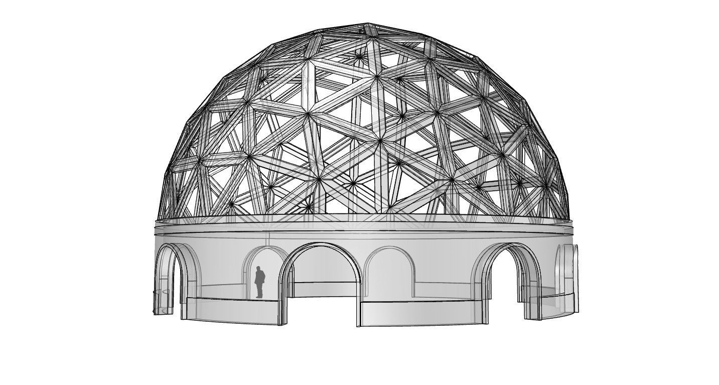 Geodesic Dome Pavilion with Openings Stand Alone Structure V1 3D model_54