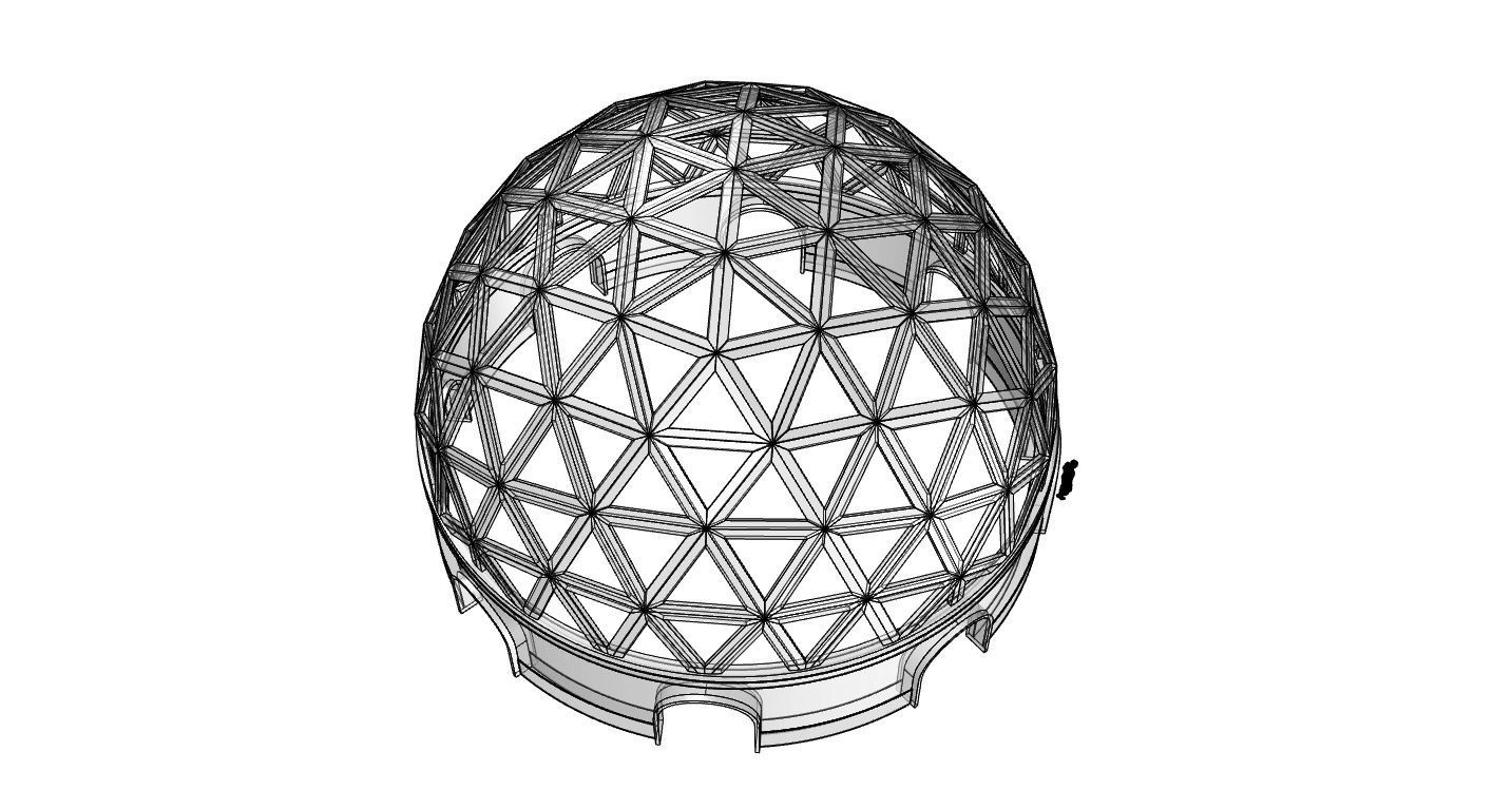 Geodesic Dome Pavilion with Openings Stand Alone Structure V1 3D model_97