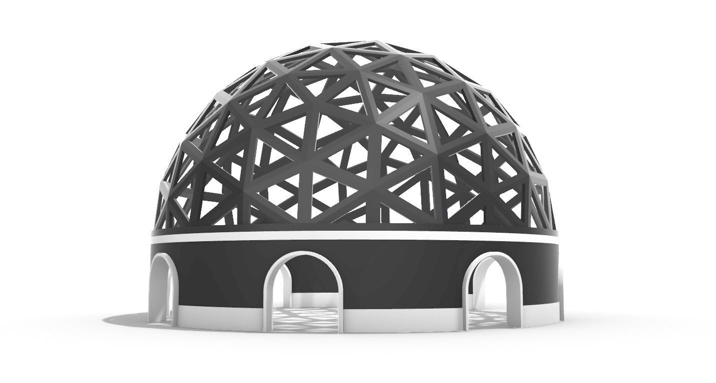 Geodesic Dome Pavilion with Openings Stand Alone Structure V1 3D model_16