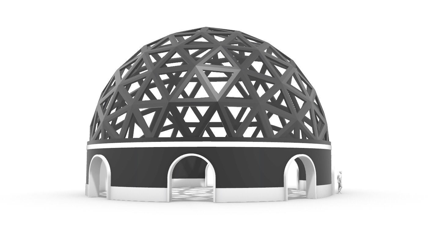 Geodesic Dome Pavilion with Openings Stand Alone Structure V1 3D model_23
