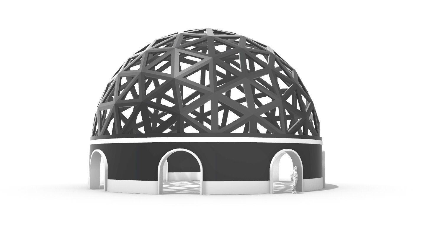Geodesic Dome Pavilion with Openings Stand Alone Structure V1 3D model_27