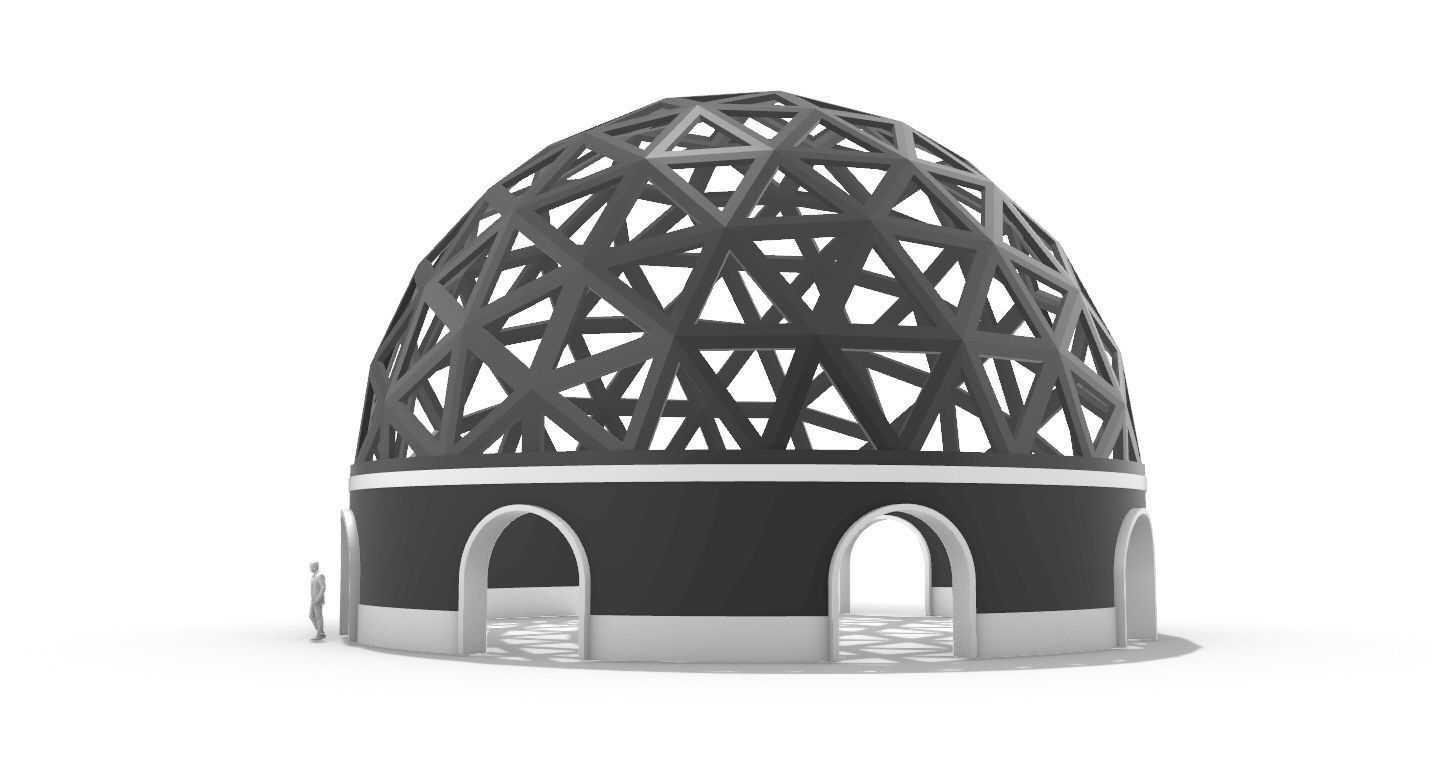 Geodesic Dome Pavilion with Openings Stand Alone Structure V1 3D model_6