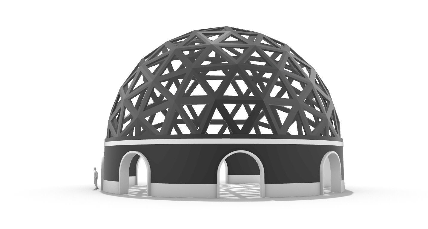 Geodesic Dome Pavilion with Openings Stand Alone Structure V1 3D model_7