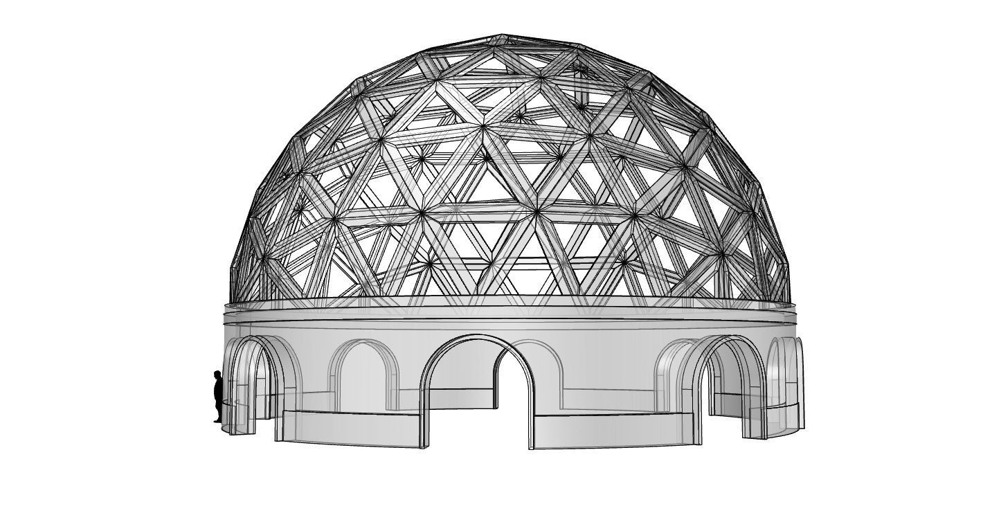 Geodesic Dome Pavilion with Openings Stand Alone Structure V1 3D model_51