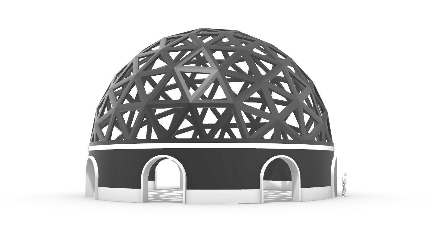 Geodesic Dome Pavilion with Openings Stand Alone Structure V1 3D model_24