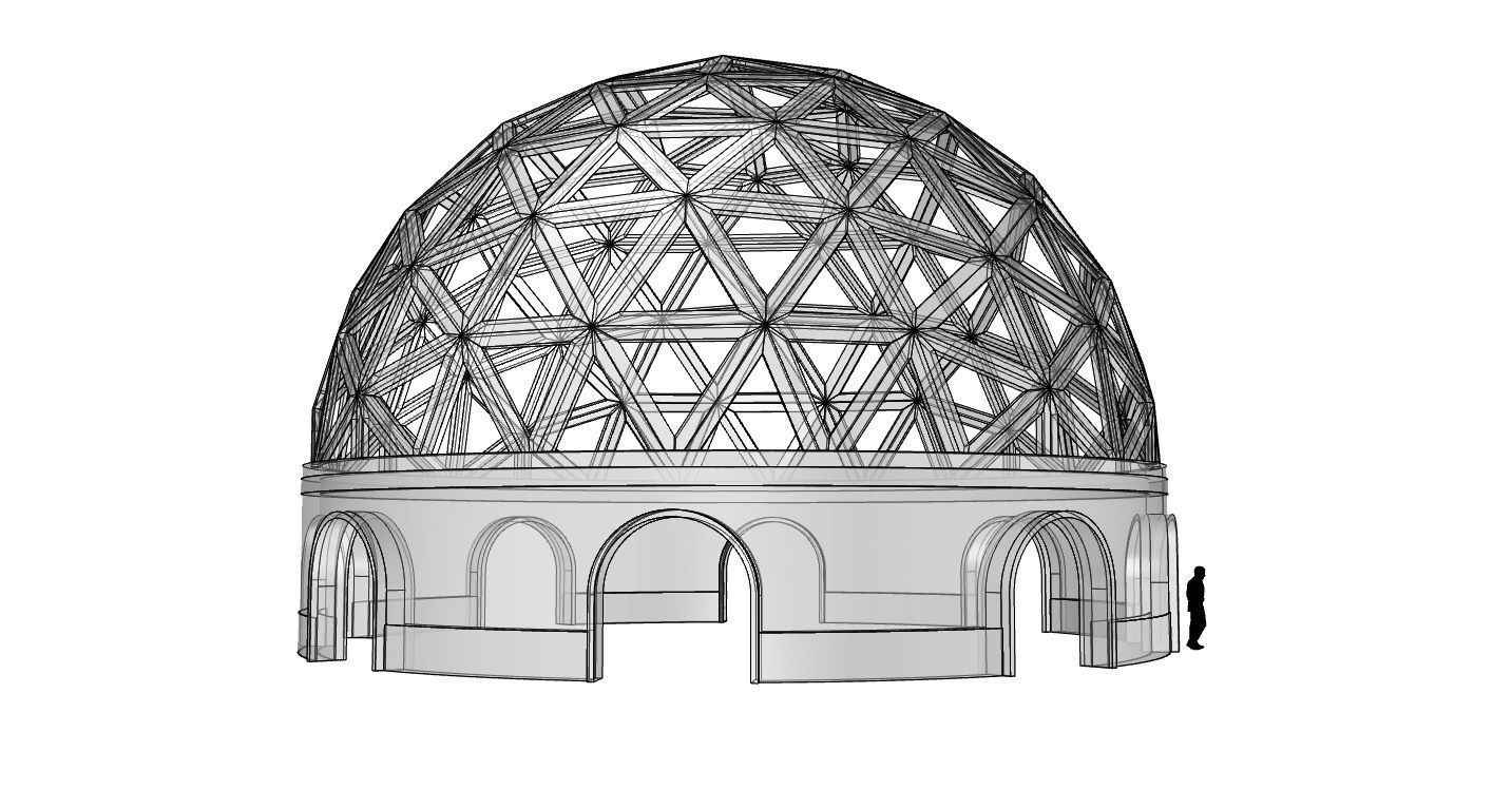 Geodesic Dome Pavilion with Openings Stand Alone Structure V1 3D model_111