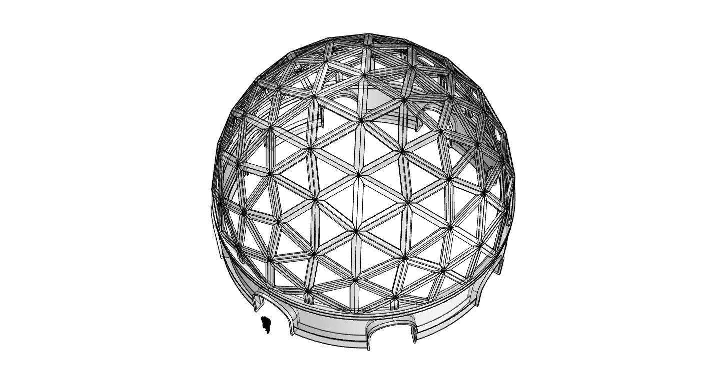 Geodesic Dome Pavilion with Openings Stand Alone Structure V1 3D model_76