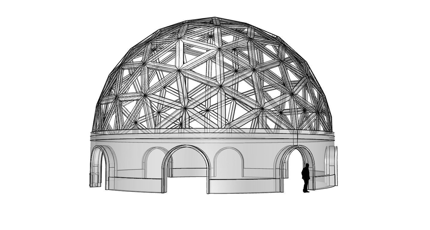 Geodesic Dome Pavilion with Openings Stand Alone Structure V1 3D model_116