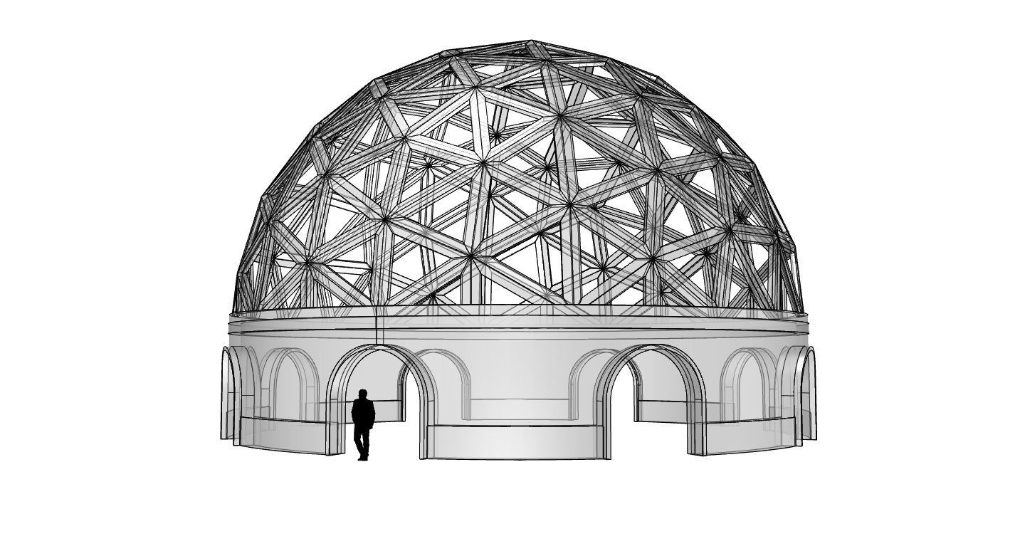 Geodesic Dome Pavilion with Openings Stand Alone Structure V1 3D model_43