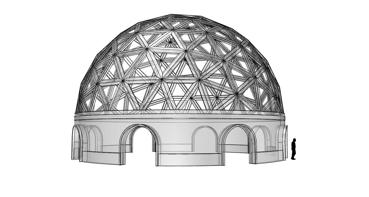 Geodesic Dome Pavilion with Openings Stand Alone Structure V1 3D model_113