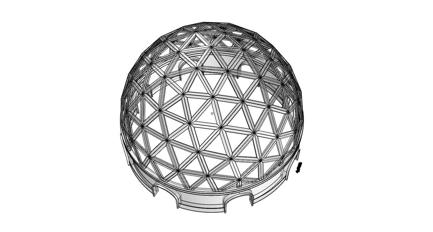 Geodesic Dome Pavilion with Openings Stand Alone Structure V1 3D model_100