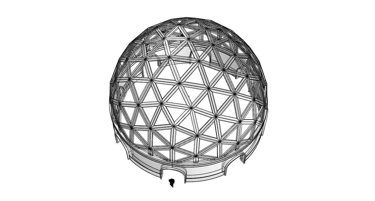 Geodesic Dome Pavilion with Openings Stand Alone Structure V1 3D model_78