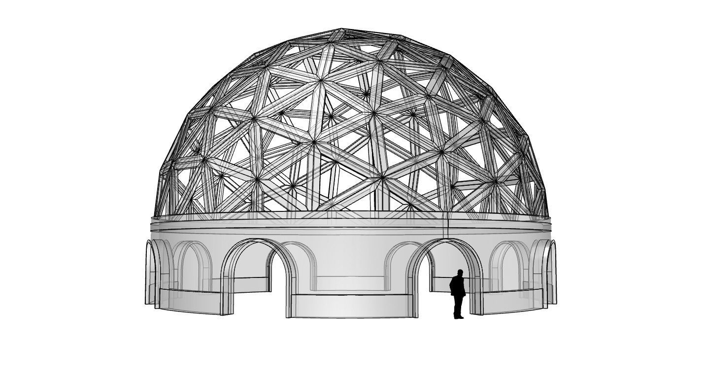Geodesic Dome Pavilion with Openings Stand Alone Structure V1 3D model_117