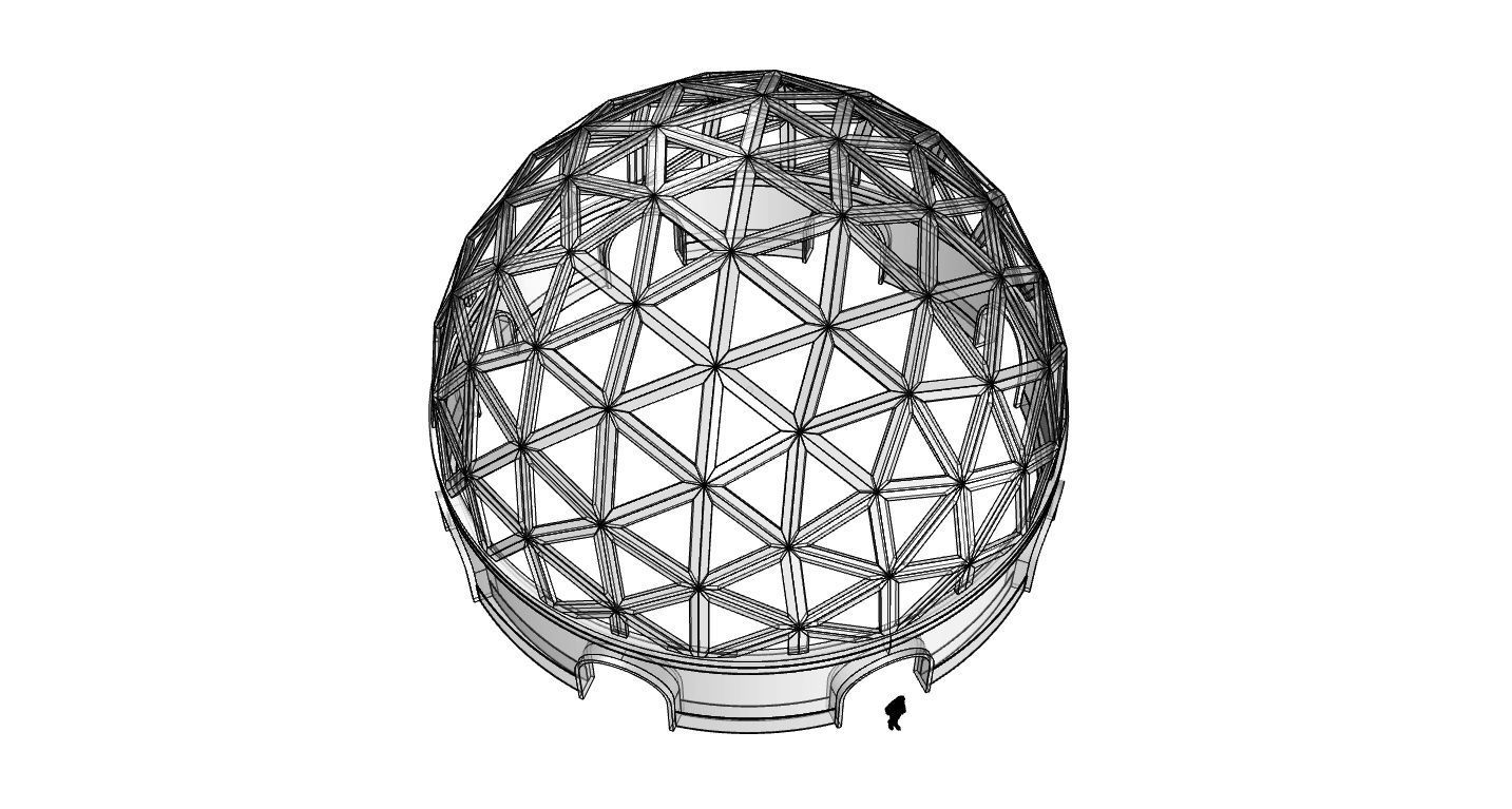 Geodesic Dome Pavilion with Openings Stand Alone Structure V1 3D model_103