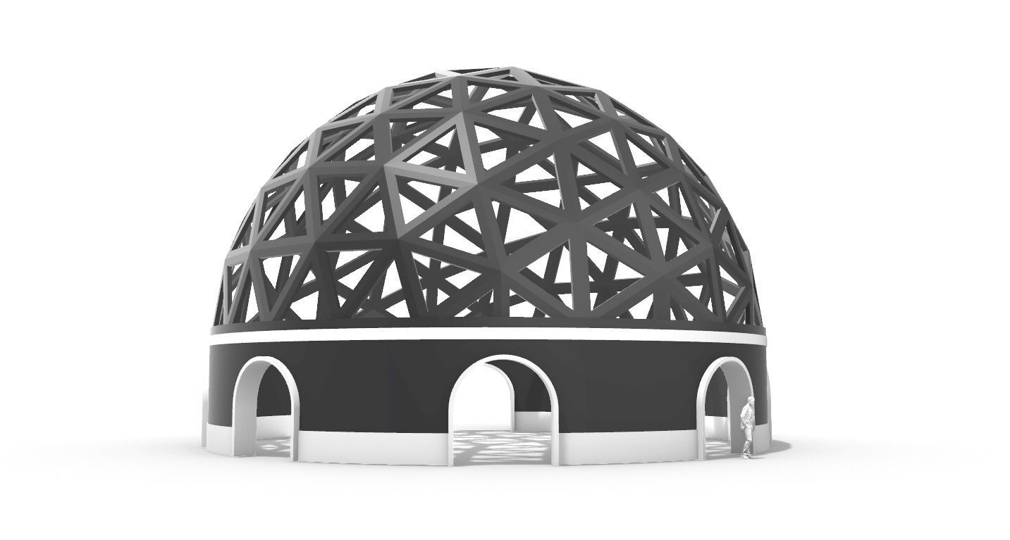 Geodesic Dome Pavilion with Openings Stand Alone Structure V1 3D model_26