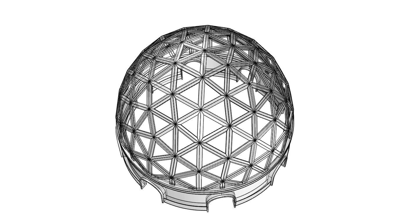 Geodesic Dome Pavilion with Openings Stand Alone Structure V1 3D model_93