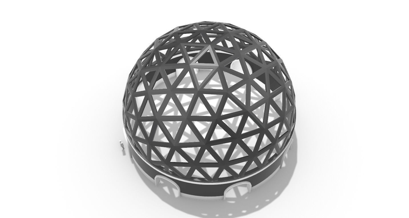 Geodesic Dome Pavilion with Openings Stand Alone Structure V1 3D model_33