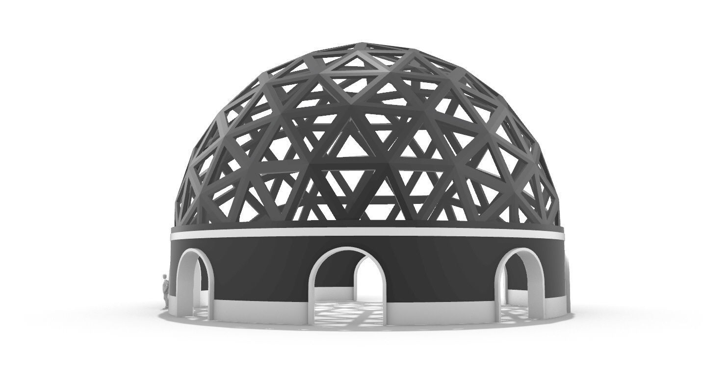 Geodesic Dome Pavilion with Openings Stand Alone Structure V1 3D model_8
