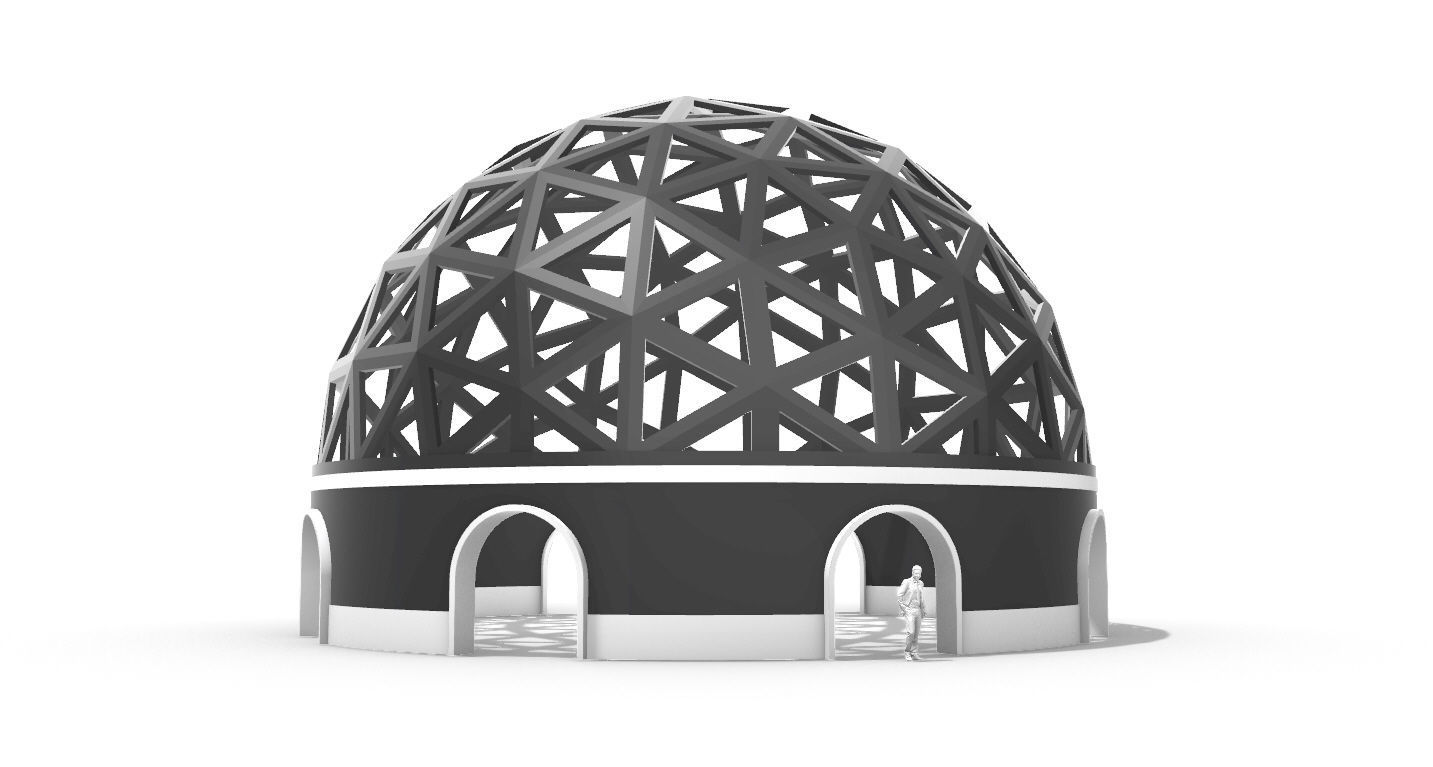 Geodesic Dome Pavilion with Openings Stand Alone Structure V1 3D model_28