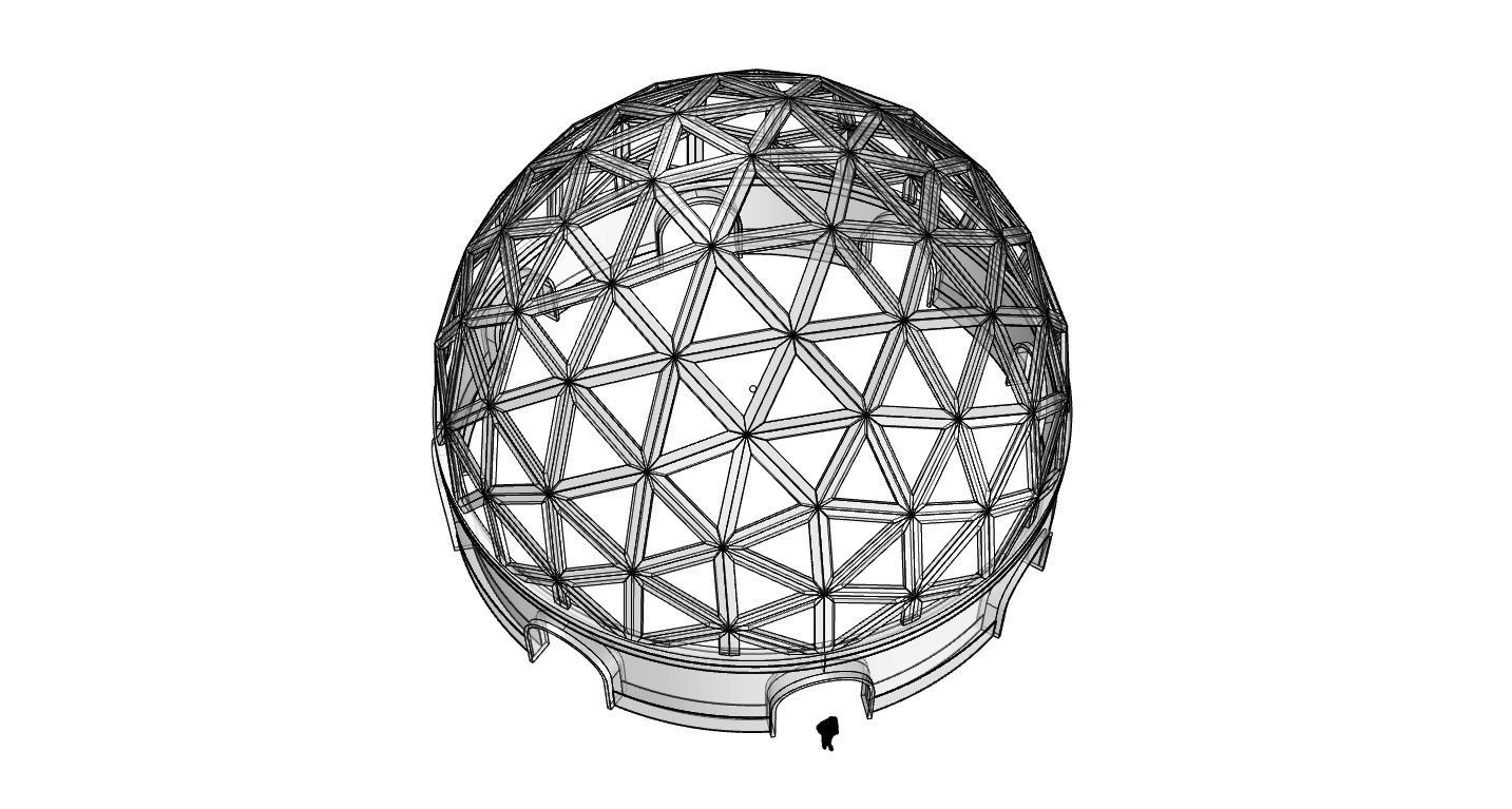 Geodesic Dome Pavilion with Openings Stand Alone Structure V1 3D model_104