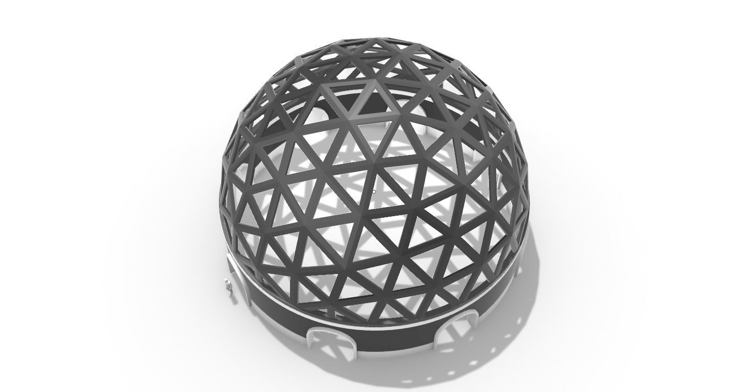 Geodesic Dome Pavilion with Openings Stand Alone Structure V1 3D model_35