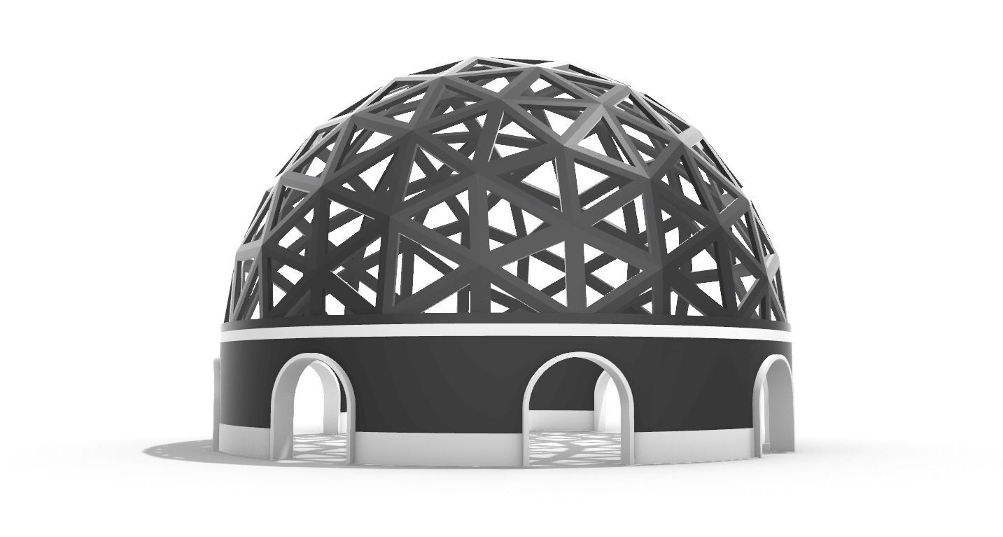 Geodesic Dome Pavilion with Openings Stand Alone Structure V1 3D model_14