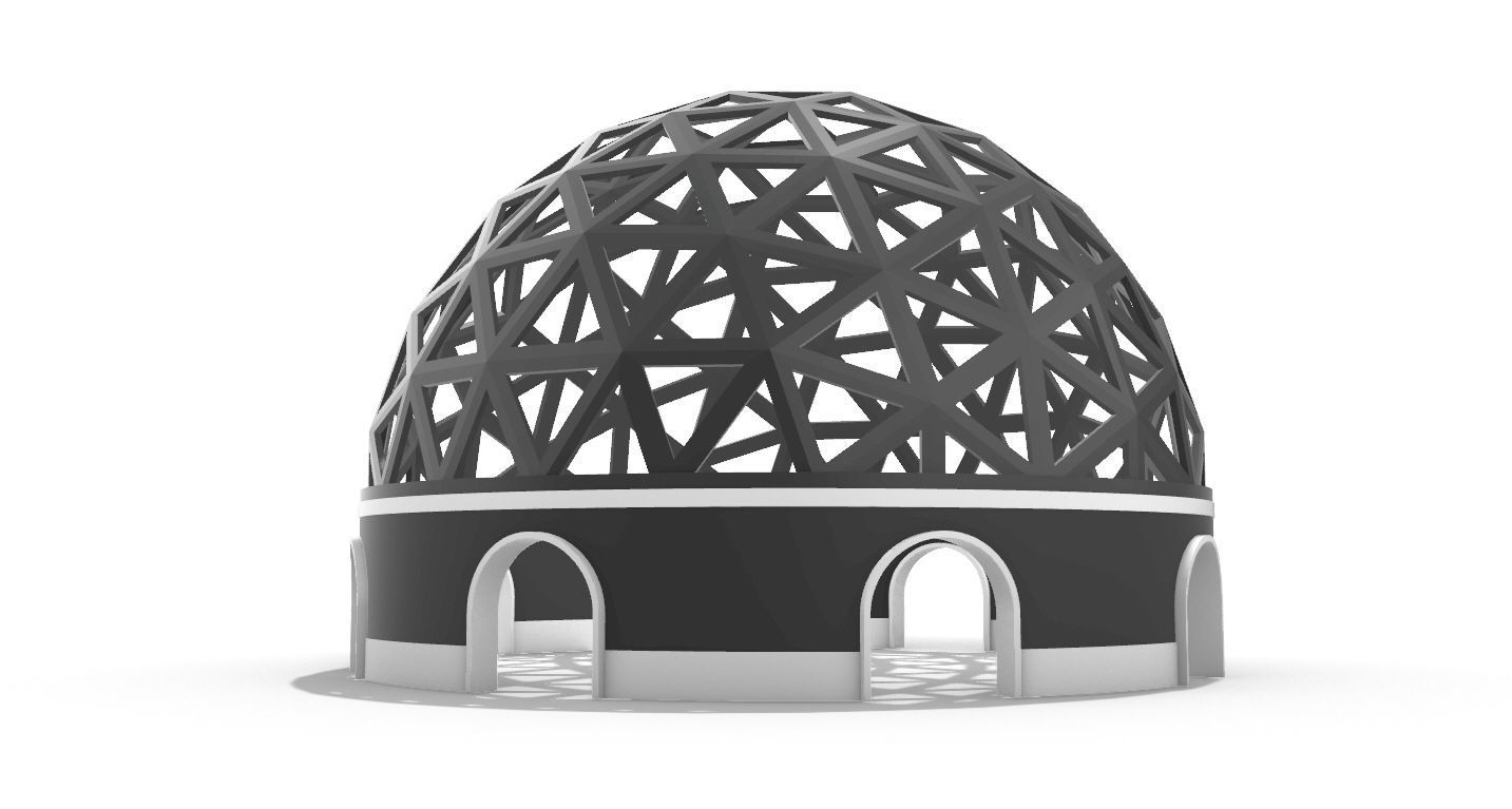 Geodesic Dome Pavilion with Openings Stand Alone Structure V1 3D model_10