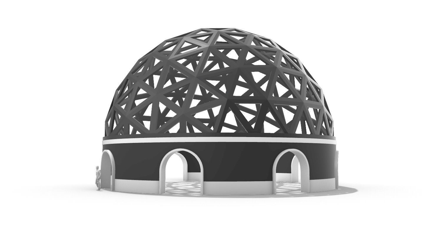 Geodesic Dome Pavilion with Openings Stand Alone Structure V1 3D model_5