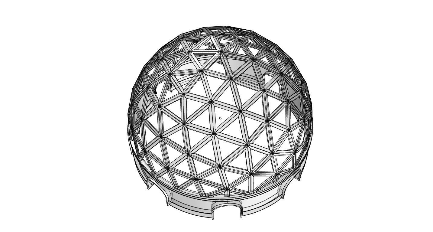 Geodesic Dome Pavilion with Openings Stand Alone Structure V1 3D model_86