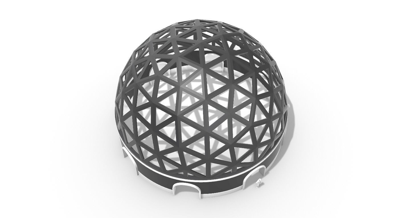 Geodesic Dome Pavilion with Openings Stand Alone Structure V1 3D model_73